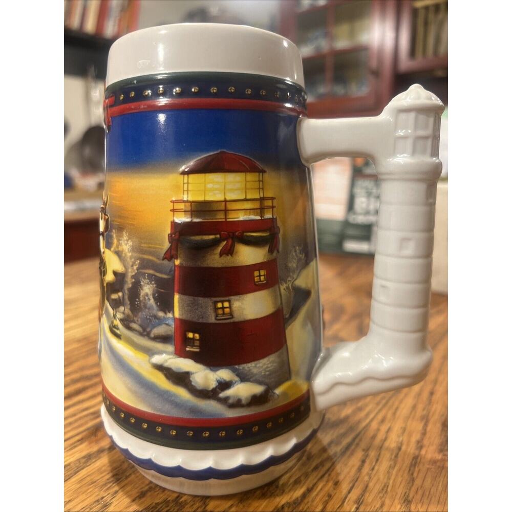 Budweiser Guiding The Way Home 7” Stein Lighthouse Christmas Vintage 2002 EXC!!!